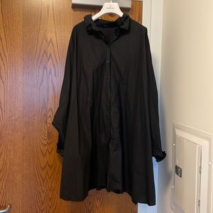 Rundholz black avant garde multi fold collar shirt dress M